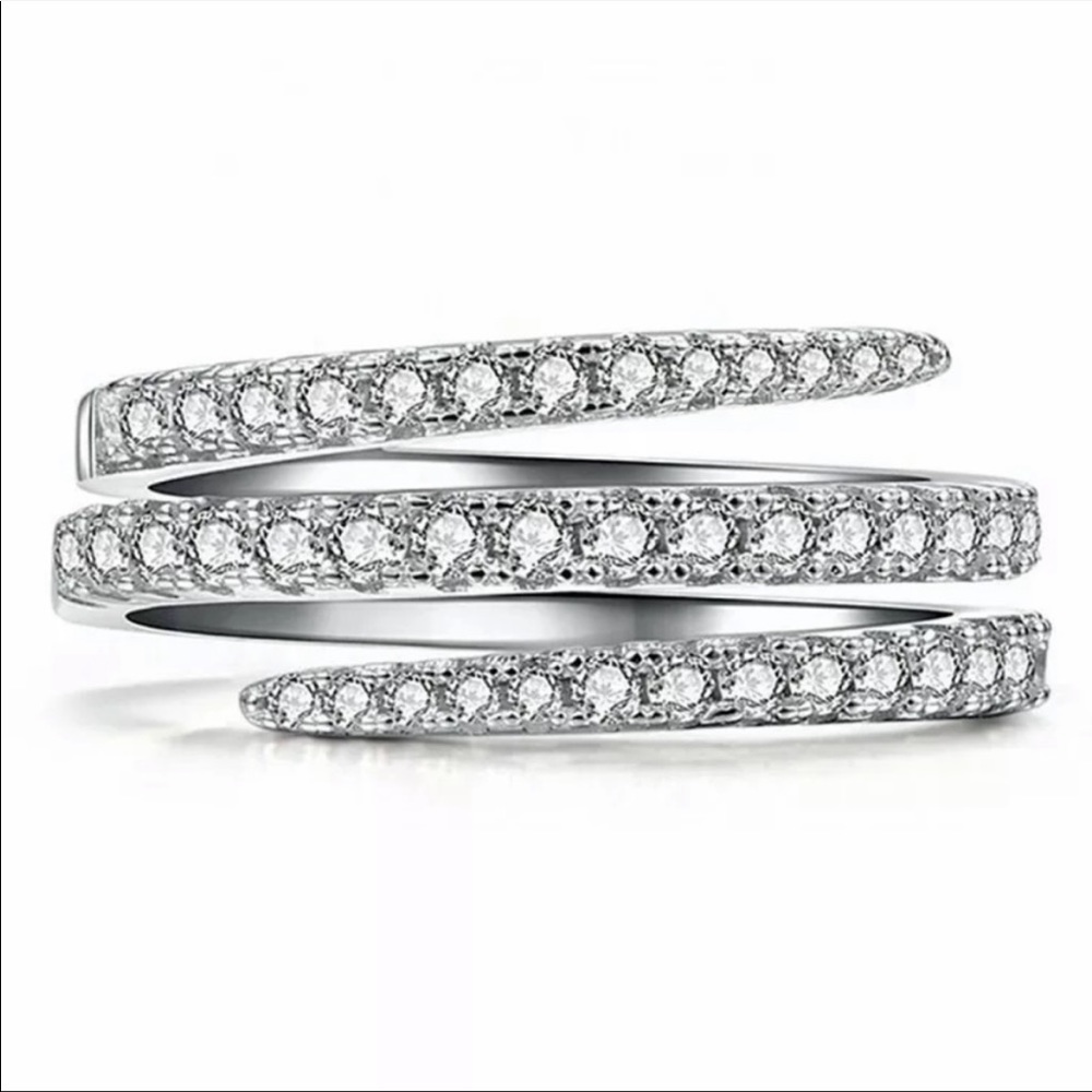 3 LAYER 925 STERLING SILVER DIAMOND RING - Picture 5 of 5